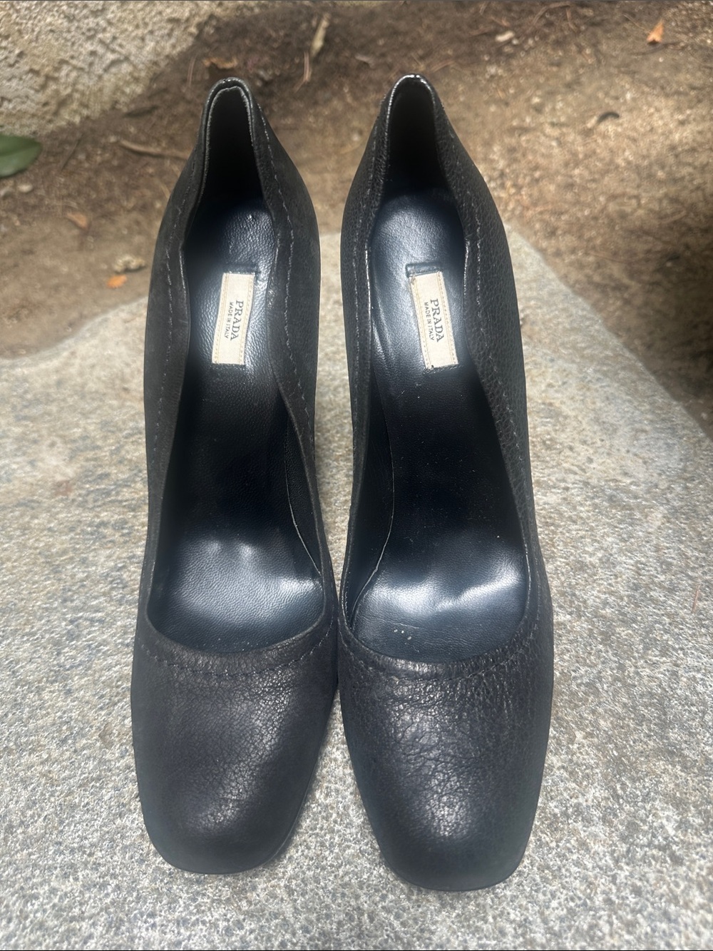 Prada pumps featuring a square toe design